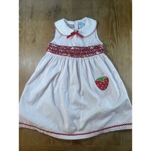 Baby Togs Red & White Sleeveless Strawberry Dress 4T Summer Vintage Polka Dot‎